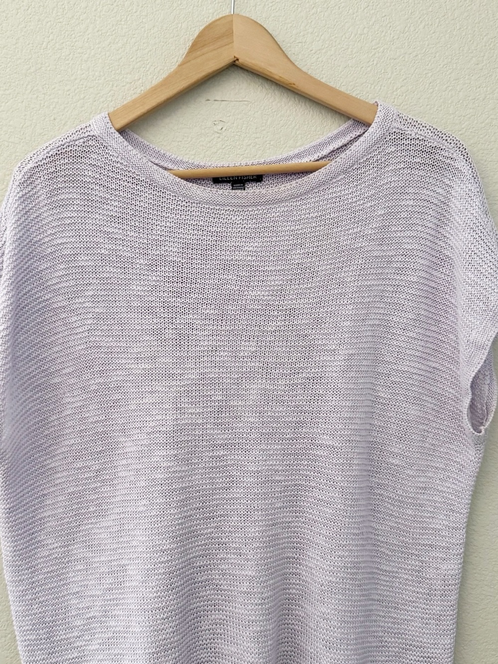Eileen Fisher Organic Linen Cotton Slub Box Top Med Lilac Knit Casual Coastal - Picture 7 of 11